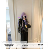 无袖 草莓跳 复古独特提花夹棉羊羔毛马甲女冬季 马夹背心毛毛上衣