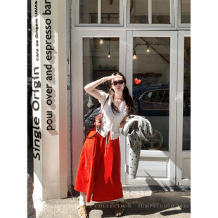 草莓跳 复古慵懒灯芯绒九分休闲裤女春夏高腰显瘦宽松阔腿裤子