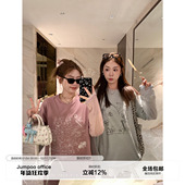 草莓跳 网纱拼接假两件涂鸦印花T恤女夏季 纯棉休闲宽松圆领上衣