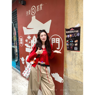 草莓跳 纯色针织开衫 女春夏法式 性感吊带背心两件套 设计感短款