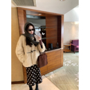 草莓跳 高级感宽松保暖上衣 复古慵懒翻领环保皮草毛毛外套女冬季