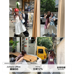 草莓跳 韩系方领排扣泡泡袖吊带连衣裙女夏季清凉垂感a字显瘦裙子