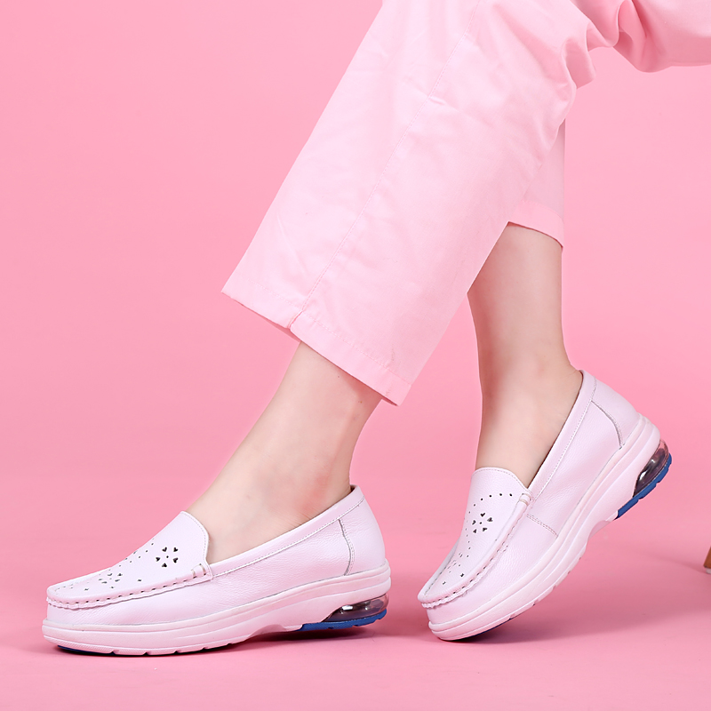 厚底白色洞洞舒适简洁上班护士鞋