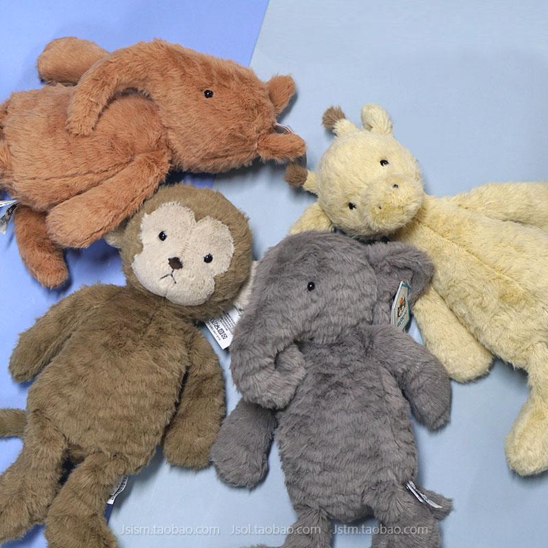 英国jellycat绝版毛绒公仔罗利普利大象安抚玩偶长颈鹿猴子食蚁兽