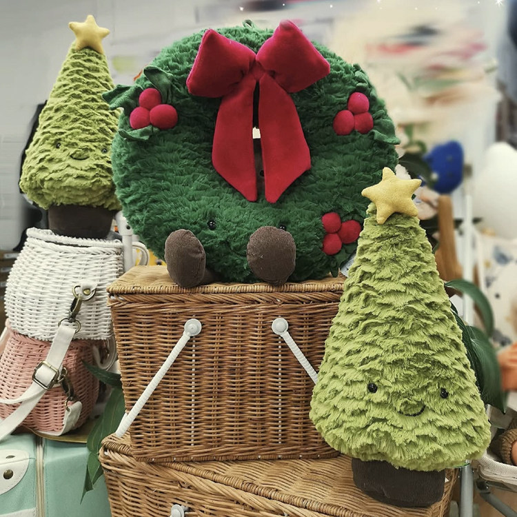 氛围感爆棚圣诞树花环毛绒玩偶