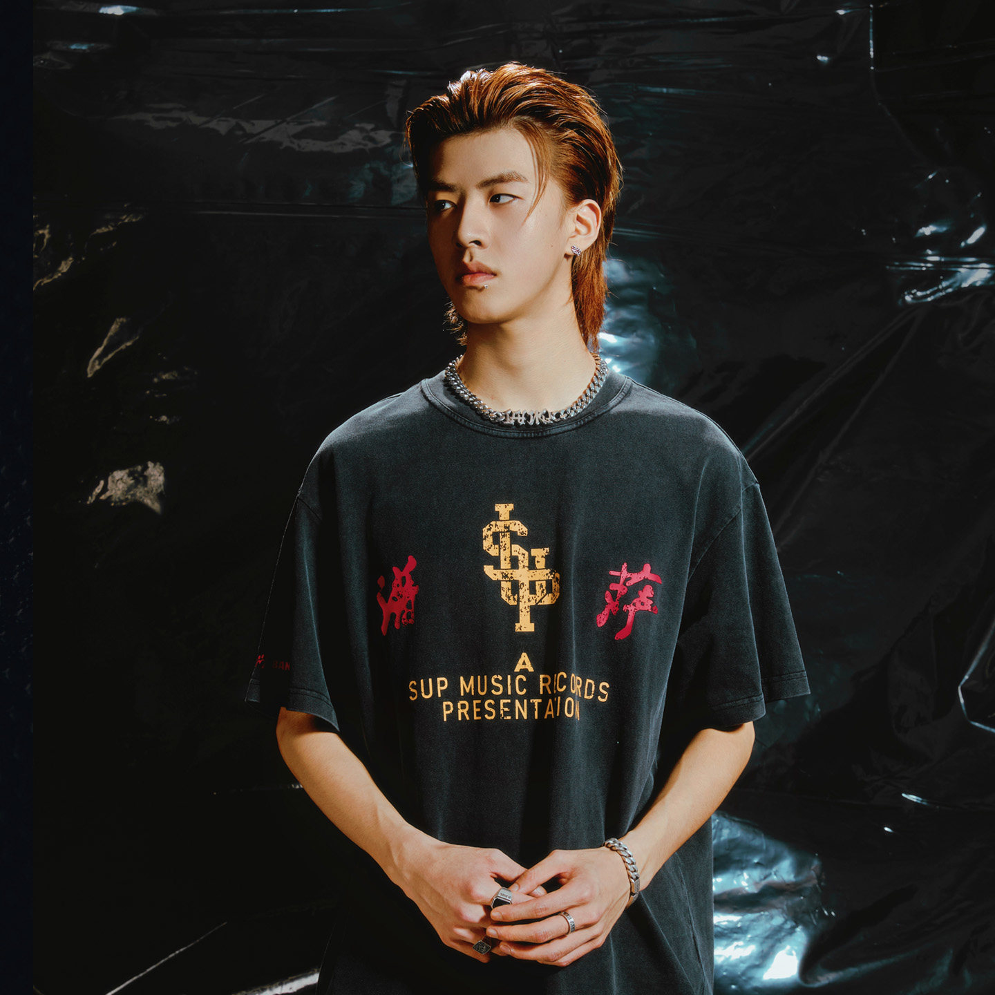 C-BLOCK「以下范上」联名SUP印花纯棉做旧水洗胶浆短袖T恤