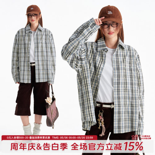BIPOLAR美式烫钻绿松石衬衫男