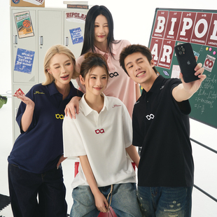 女 新款 BIPOLAR基础绣花polo美式 街头学院风上衣休闲百搭T恤夏季