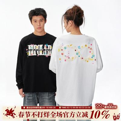 BIPOLAR毛绒花朵长袖T恤