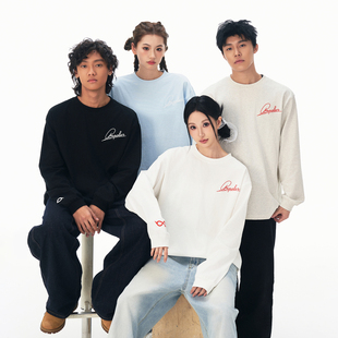 BIPOLAR手写LOGO长袖 高街圆领上衣 简约T恤国潮宽松情侣街头美式