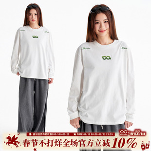 BIPOLAR无限环渐变牙刷绣长袖T恤基础休闲圆领上衣百搭春秋新款男