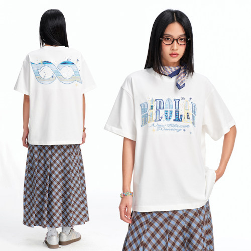 BIPOLAR星星渐变短袖T恤美式