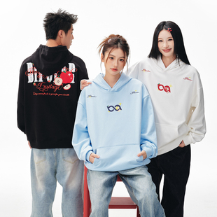 BIPOLAR苹果毛巾绣连帽卫衣潮秋冬情侣外套宽松休闲百搭风上衣男