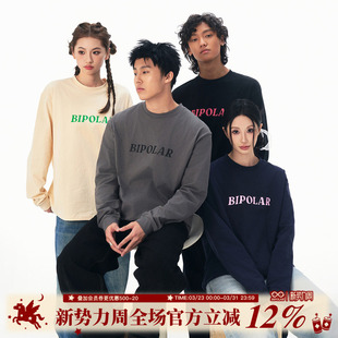 上衣国潮情侣体恤衫 BIPOLAR纯棉基础长袖 新款 高街复古秋季 T恤美式