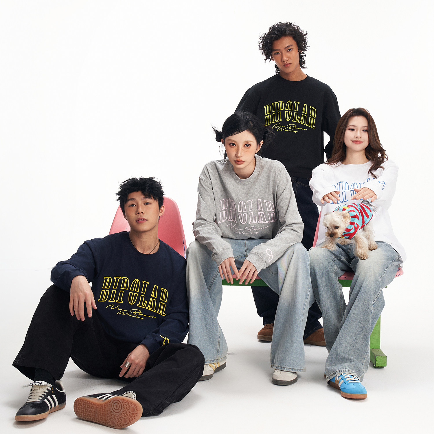 BIPOLAR断开字基础款长袖T恤