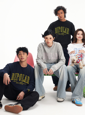 BIPOLAR断开字基础款刺绣长袖T恤春秋新款休闲百搭风打底上衣