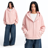 BIPOLAR满印刺绣连帽开衫 卫衣休闲宽松重磅上衣百搭简约外套男女