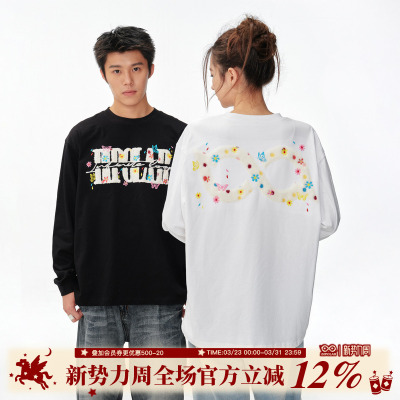 BIPOLAR毛绒花朵长袖T恤