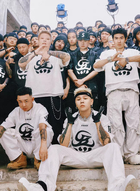 G-BLOCK「四炁合一」联名 V领棒球短袖 网眼t恤宽松半袖运动球衣