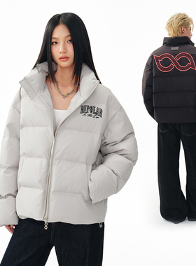 BIPOLAR立体绣断开字羽绒服男女秋冬季90绒加厚情侣装面包服外套