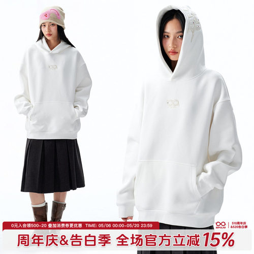 BIPOLAR彩点贴布logo帽衫卫衣