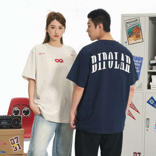 BIPOLAR断开字绣花短袖T恤