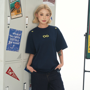 情侣款 上衣2025夏季 T恤重工刺绣休闲基础款 BIPOLAR绣花无限环短袖