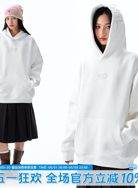 BIPOLAR彩点贴布logo帽衫卫衣美式休闲宽松百搭上衣连帽外套新款
