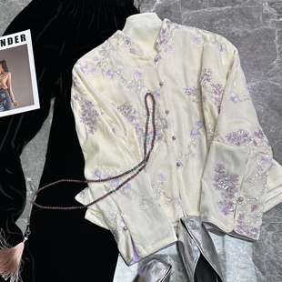 年轻款 真丝丝绒刺绣新中式国风外套女高级感气质名媛高端上衣