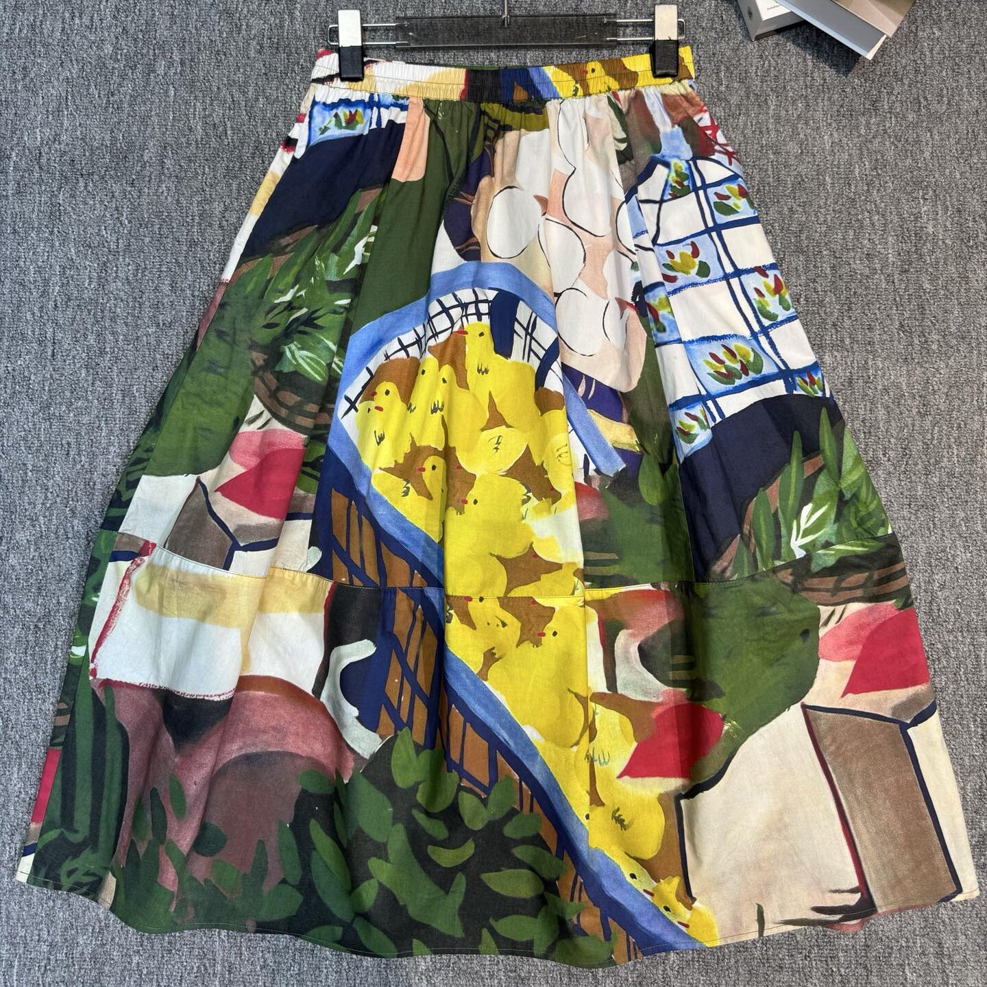 法式艺术感油画花苞半身裙纯棉透气夏季遮胯显瘦A字大摆长裙夏新