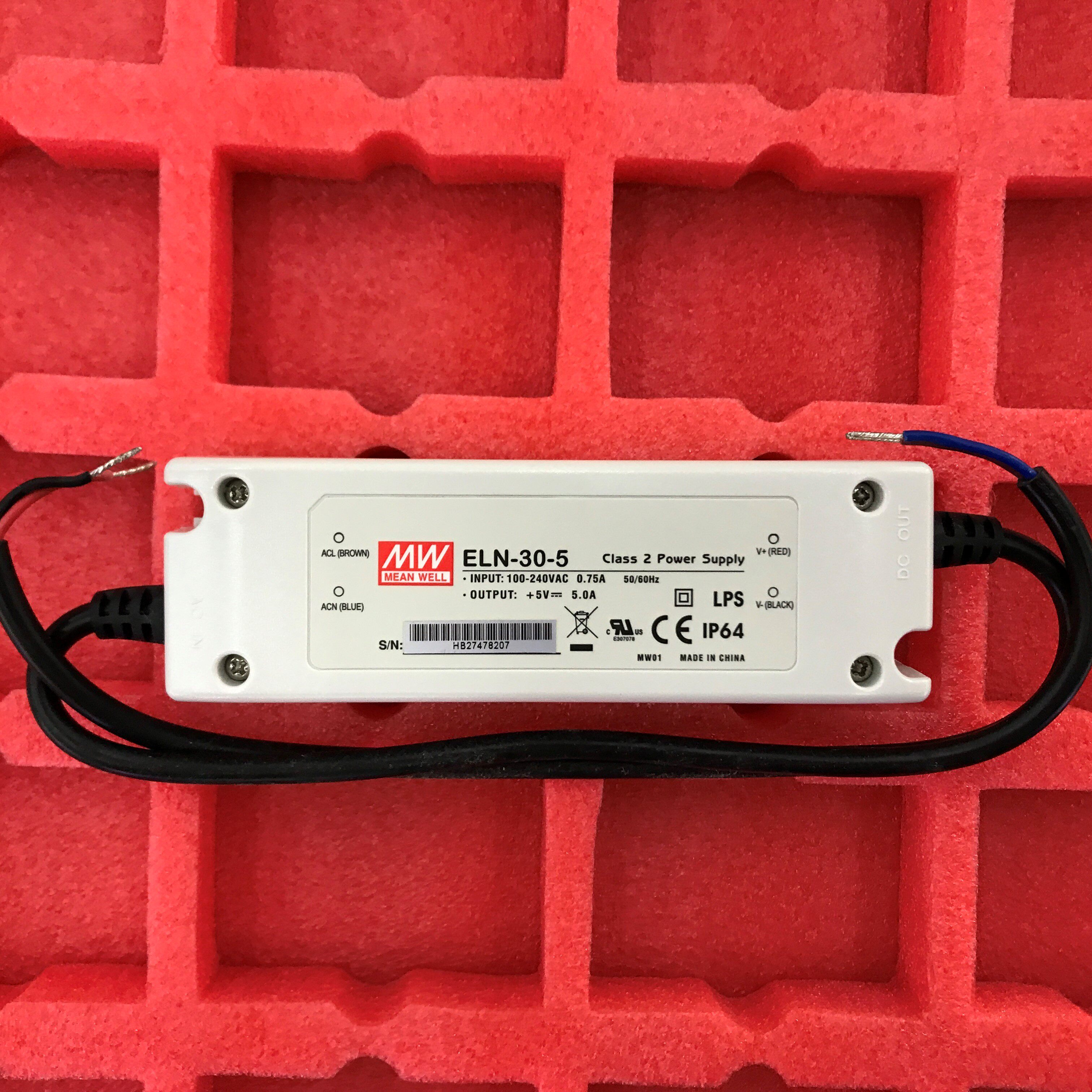 대만 MEAN WELL 플라스틱 케이스 IP64 방수 LED 전원 공급 장치 ELN-30-5 30W 5V 5A 공인 유통