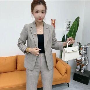 【西服+裤子】2025秋季新款设计感时尚西装女洋气小西服296-套装