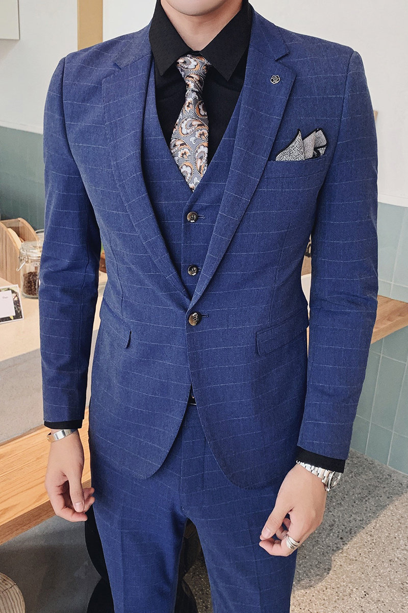 男士西服套装结婚礼服西装三件套涤纶70%粘胶%28氨纶%2XF96P285,男装西服套装,星座408