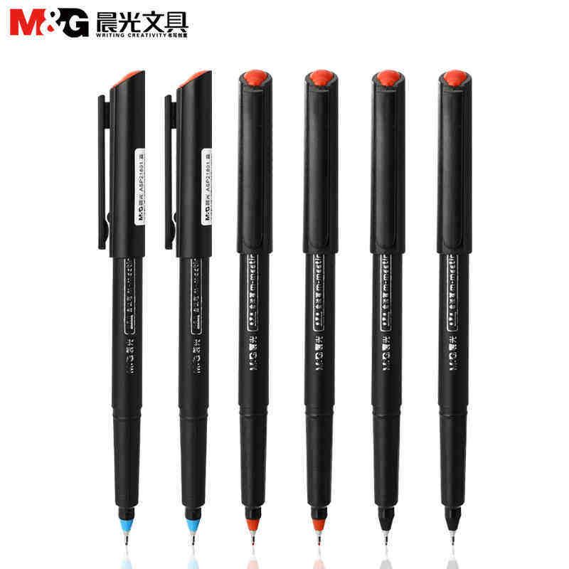 晨光文具会议笔MG2180纤维笔头签字笔0.5mm微墨水笔中性笔12支装