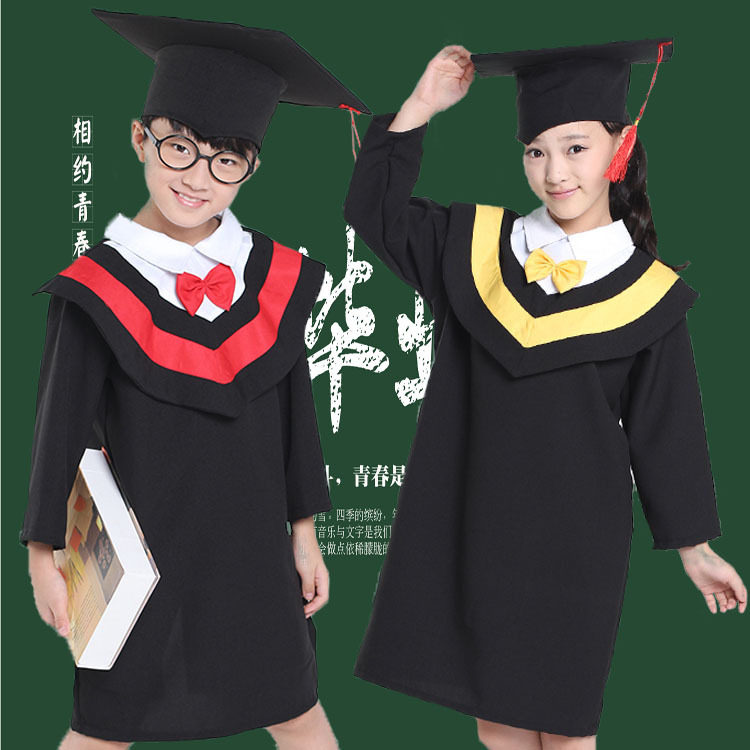 幼儿园六一儿童大班博士服表演小学生男女童毕业照学士礼服帽典礼