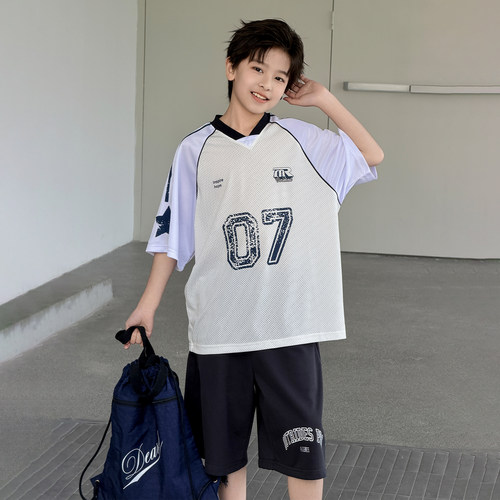 男童夏季透气韩版运动短袖套装