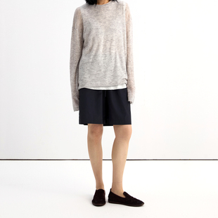 杲果GAOGUO 毛衣 秋冬桑蚕丝羊绒羊毛混纺薄打底单穿圆领卷边长袖