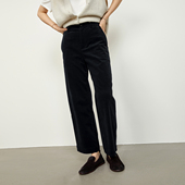 休闲裤 秋冬收身显瘦口袋黑细条绒灯芯绒九分裤 西裤 杲果GAOGUO