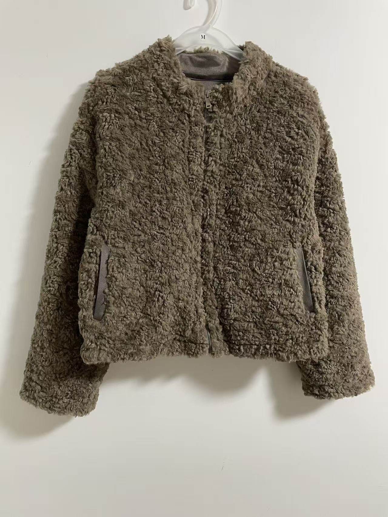 2025新款韩版百搭圆领拉链仿皮草外套女款上衣