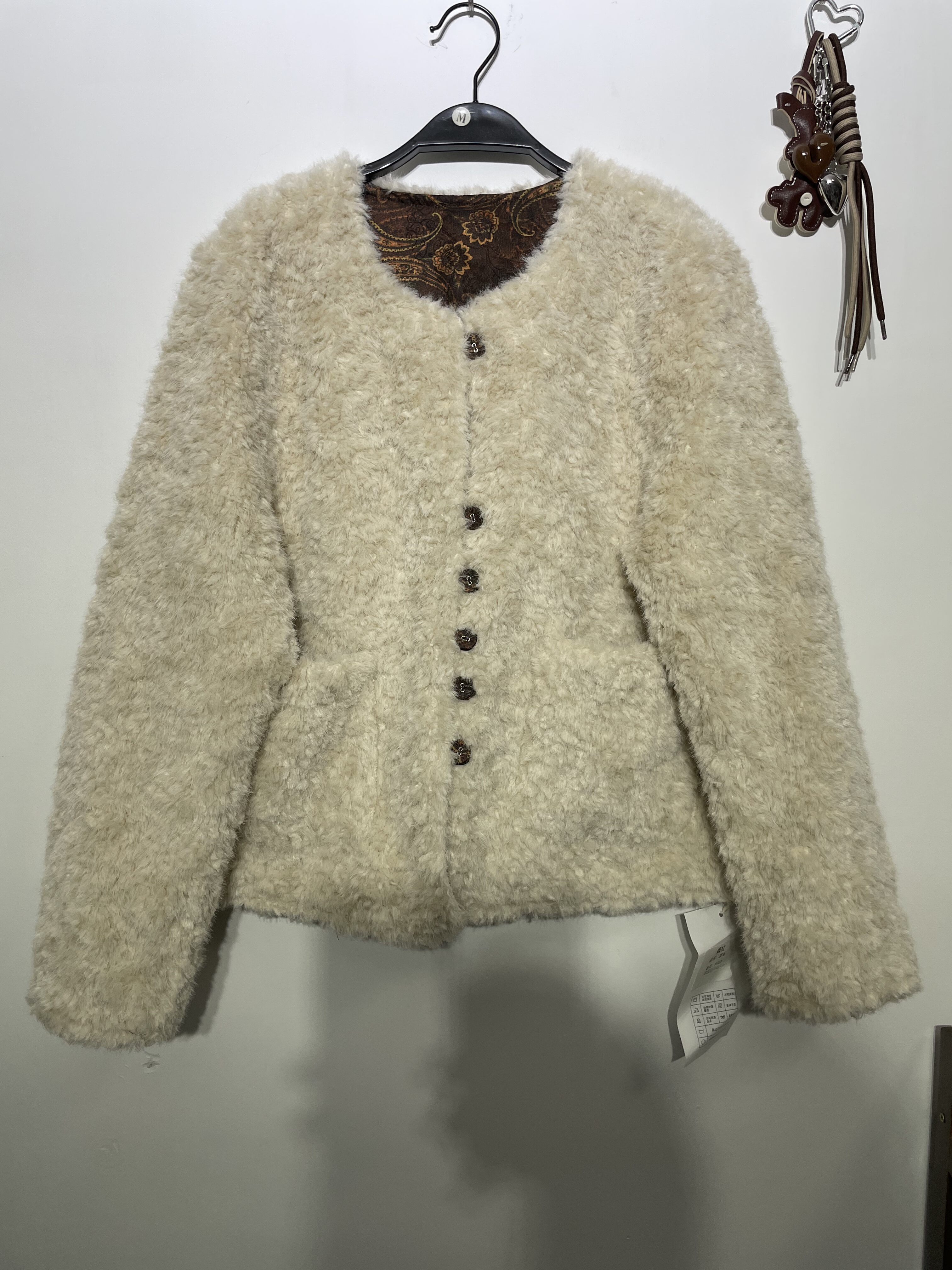 新款韩版排扣拼缎面国风仿颗粒羊毛保暖外套女款上衣,女装/女士精品,短外套,淘宝优惠券,粉丝福利购,淘宝优惠卷