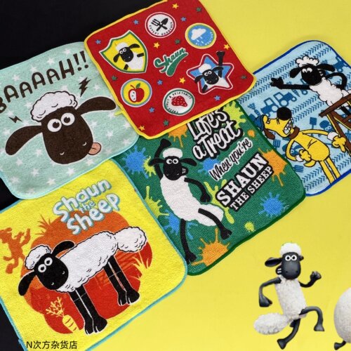 小羊肖恩Shaun the Sheep卡通幼儿园儿童纯棉手帕毛巾方巾擦手巾