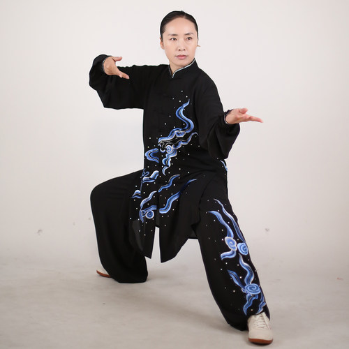 马蕾太极表演比赛服中长款刺绣