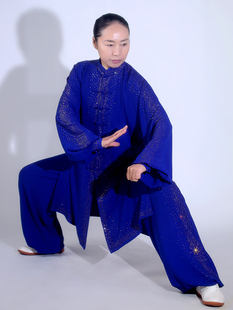 马蕾太极春秋薄款太极表演服女式中长款八段锦气功服烫钻璀璨之星