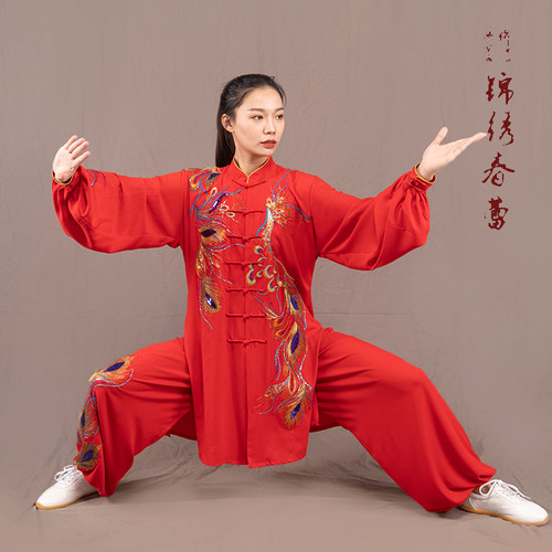 马蕾太极黑红太极服刺绣彩凤比赛