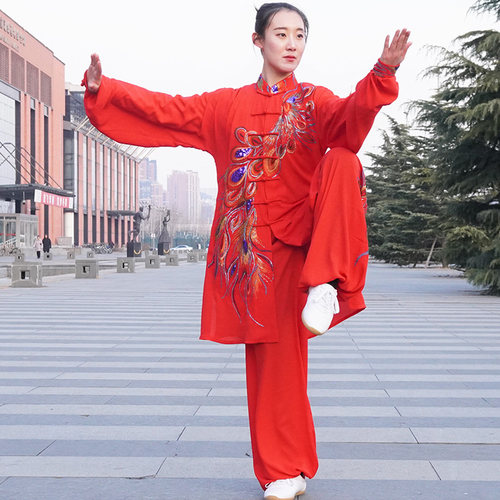 马蕾太极红色春夏新款贴纱比赛服