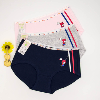 自然抗菌甜美风学生中腰三角内裤