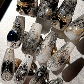 纯手工小香富家千金风蝴蝶穿戴甲鎏金蕾丝飘带美甲猫眼胶礼服婚甲