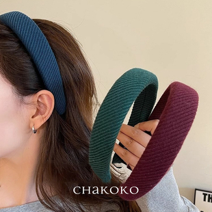 复古红绿蓝~高级感海绵头饰女2024新款简约头箍防滑不压头发发箍