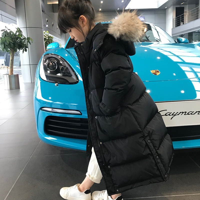 女童羽绒服中长款过膝2022新款洋气儿童长款男童女孩加厚极寒外套
