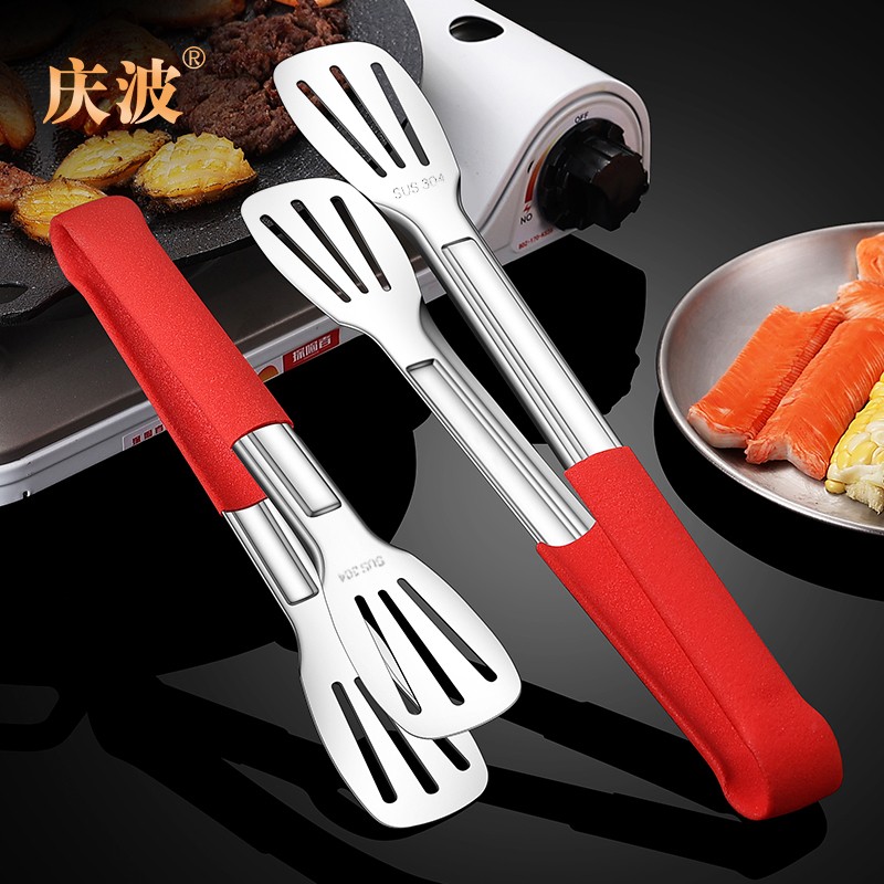 煎牛排夹子304不锈钢食品夹厨房防烫烤肉夹烧烤自助餐夹菜夹商用